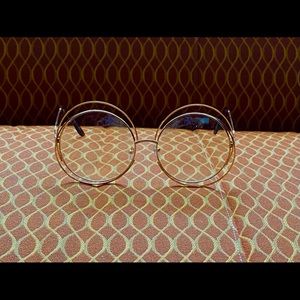 Gold big circular fake glasses